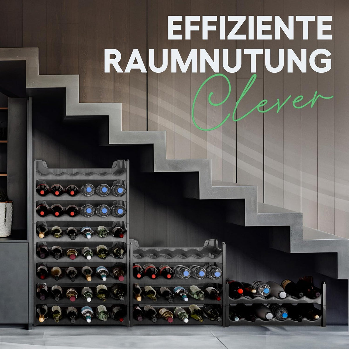 Modulares Flaschenregal für 60 Weinflaschen, für 60 Flaschen