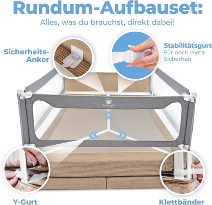 Rausfallschutz-Set für Boxspringbetten, 3er Set für 180x200cm Bett