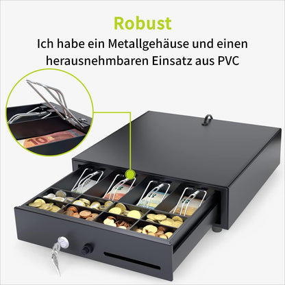 AC335PBK Kassenschublade mit Druckknopf, Öffnen mit Drucktaste 33 cm