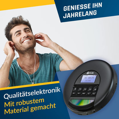 Tragbarer CD-Player mit Bluetooth, Schwarz