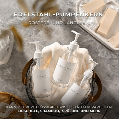 Nachfüllbare Shampoo- und Conditioner-Flaschen (3er Set), Klar Weiß X3