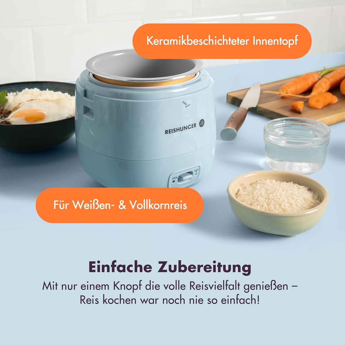 Mini-Reiskocher mit Keramikbeschichtung, Waldgrün
