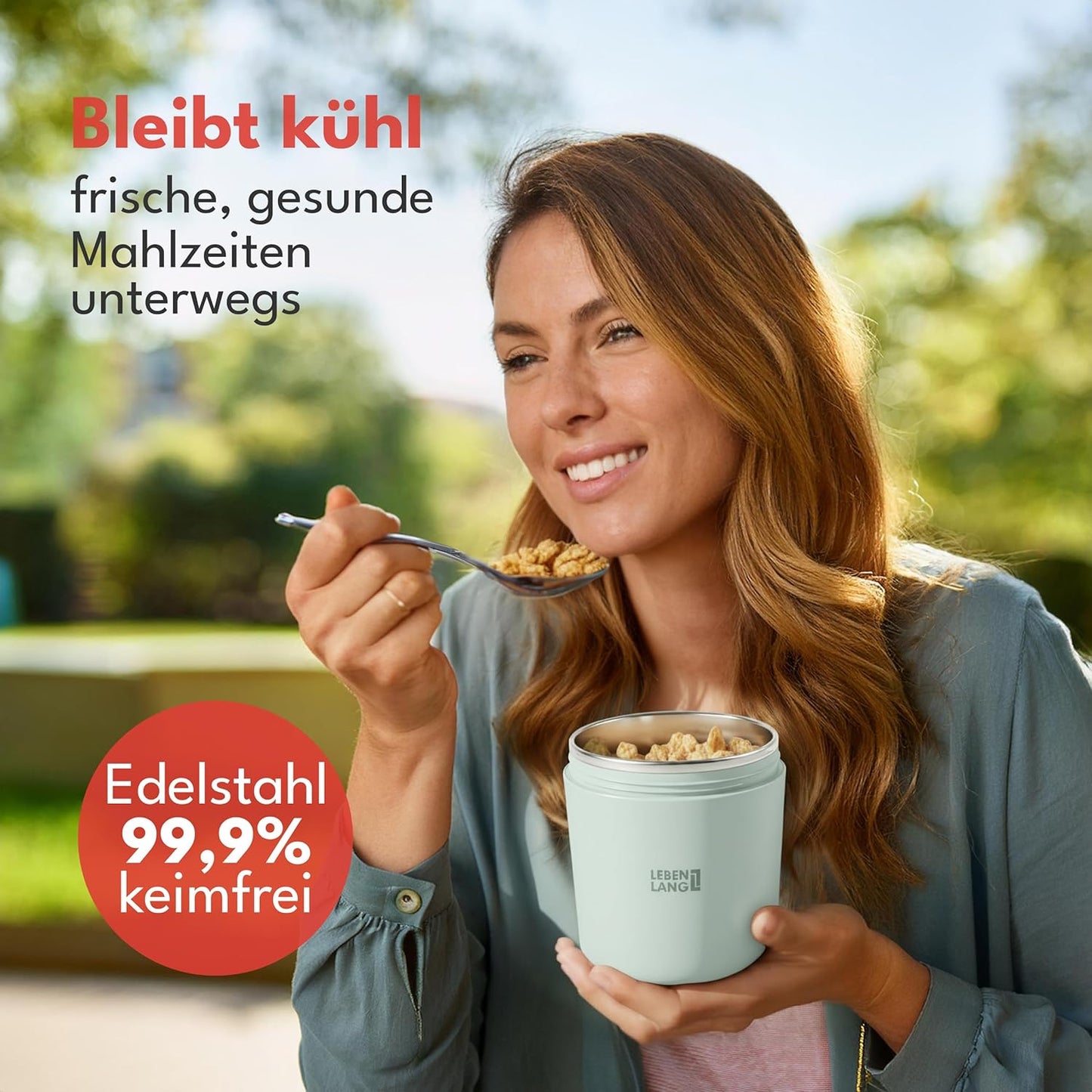 Müslibecher To Go mit Löffel, Mint 500ml + 150ml