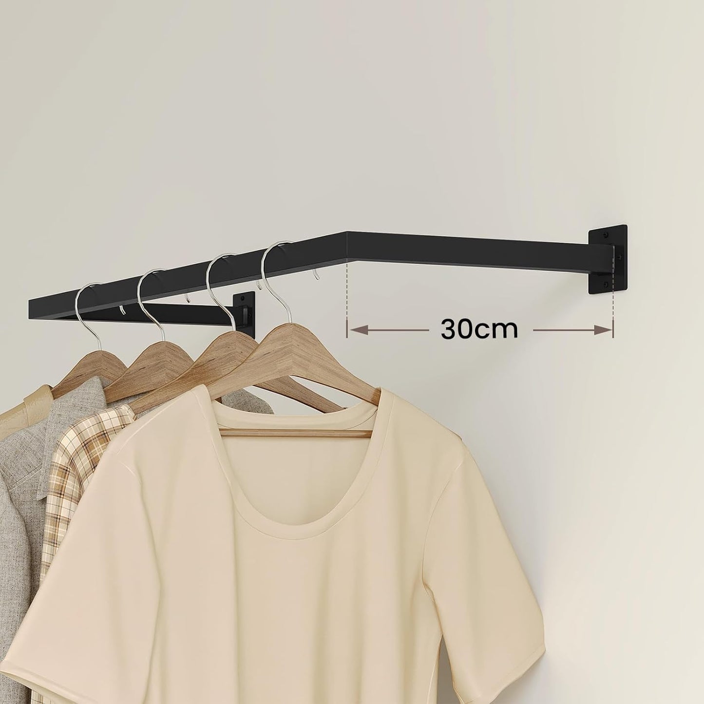 Kleiderstange für die Wand, Schwarz 64 cm