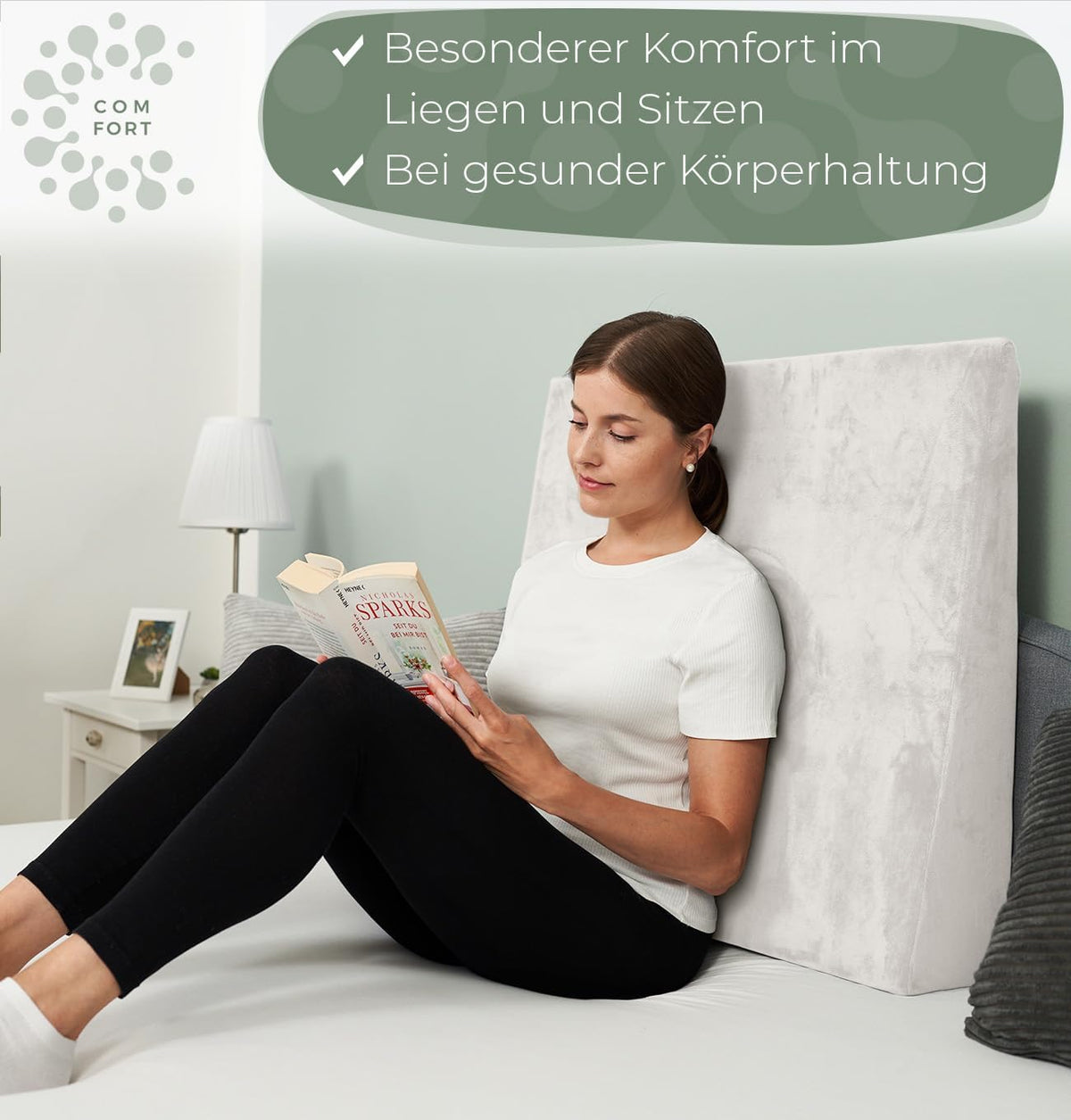 Keilkissen für Bett & Couch, Weiß 80 cm