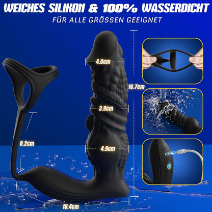 Prostata-Stimulator mit Penisring und 9 Vibrationsmodi