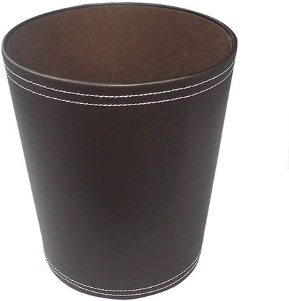 Klassischer Leder-Papierkorb, Braun
