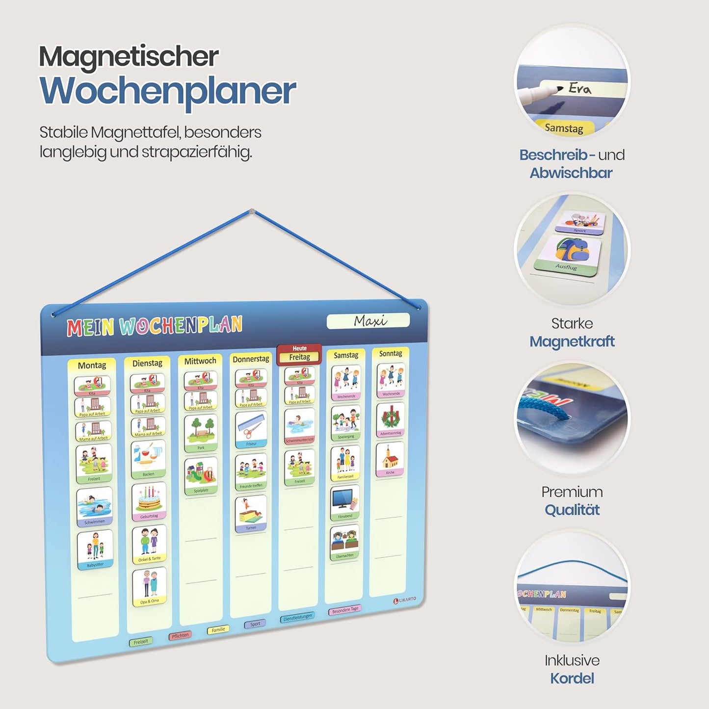 Wochenplaner für Kinder - Montessori Aufgabenplaner, Klassisch, Wochenplan