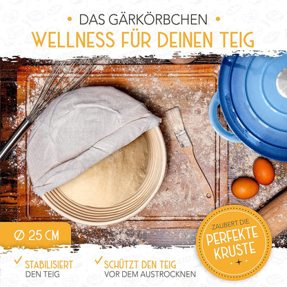 Brottopf mit Gärkorb, Blau Topf