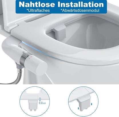 Ultra-Slim Bidet-Aufsatz mit Doppeldüse, Drehbares Bidet