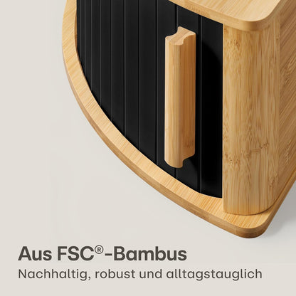 Eckbrotkasten mit Schiebetür aus Holz, Schwarz