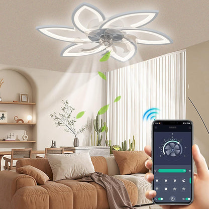 Deckenventilator mit LED und Fernbedienung, App-Steuerung, 78CM
