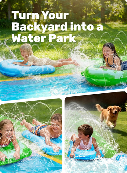 Wasserrutsche mit Bodyboards und Sprinkler, 685,8 cm Blau, Grün
