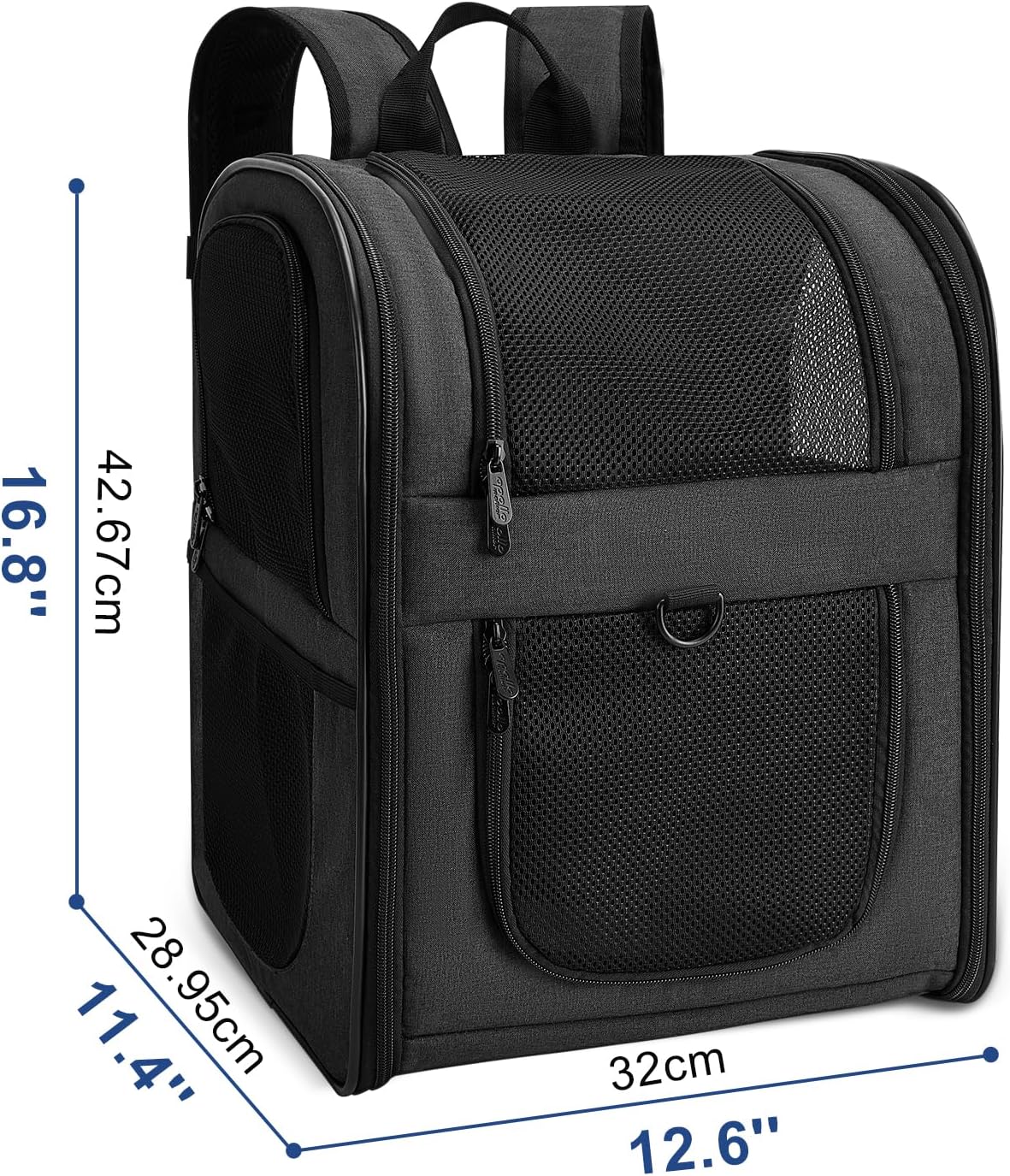 Falzbarer Haustier-Rucksack bis 12 kg, Schwarz-a