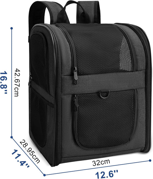 Falzbarer Haustier-Rucksack bis 12 kg, Schwarz-a