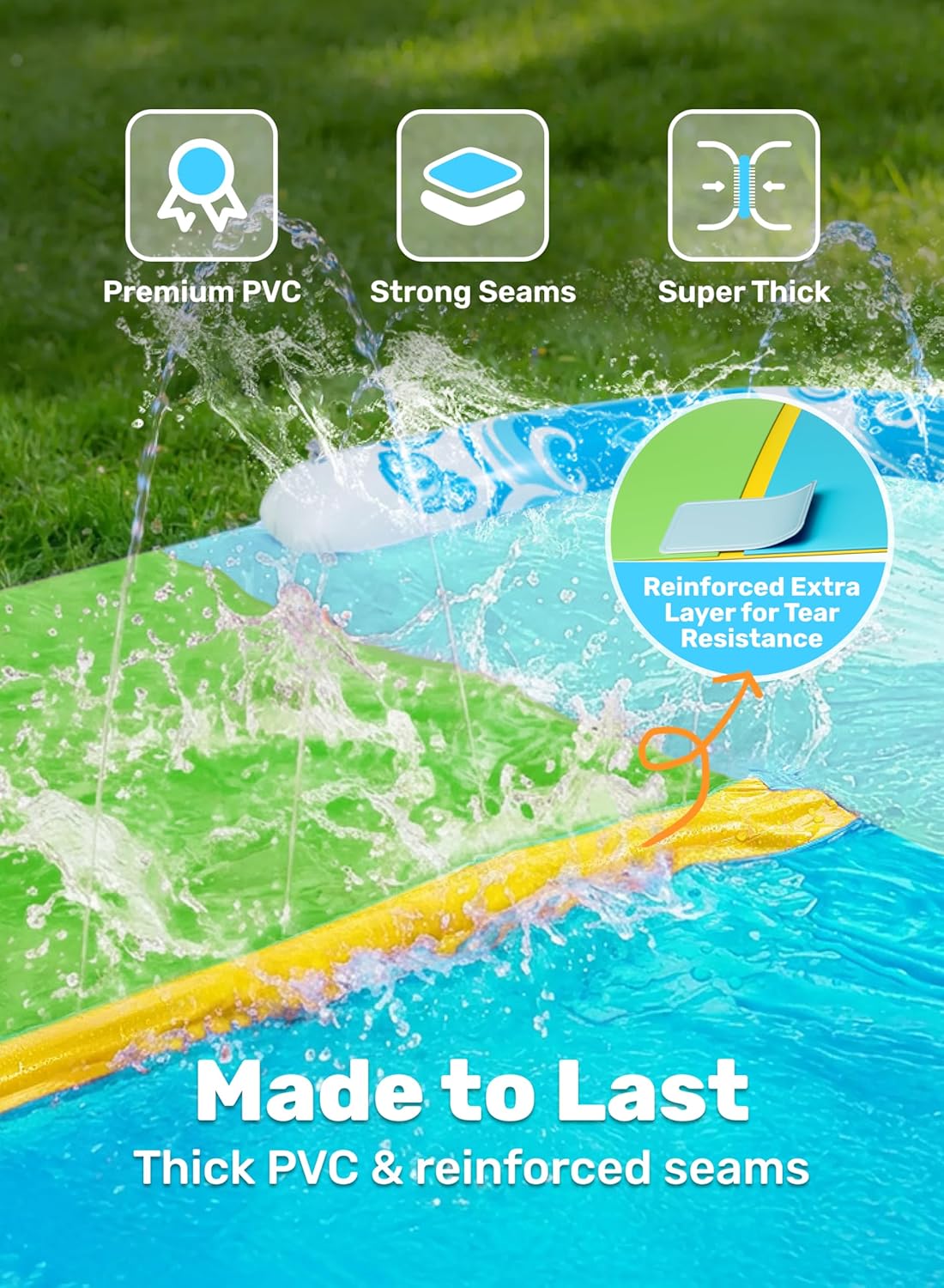Wasserrutsche mit Bodyboards und Sprinkler, 685,8 cm Blau, Grün