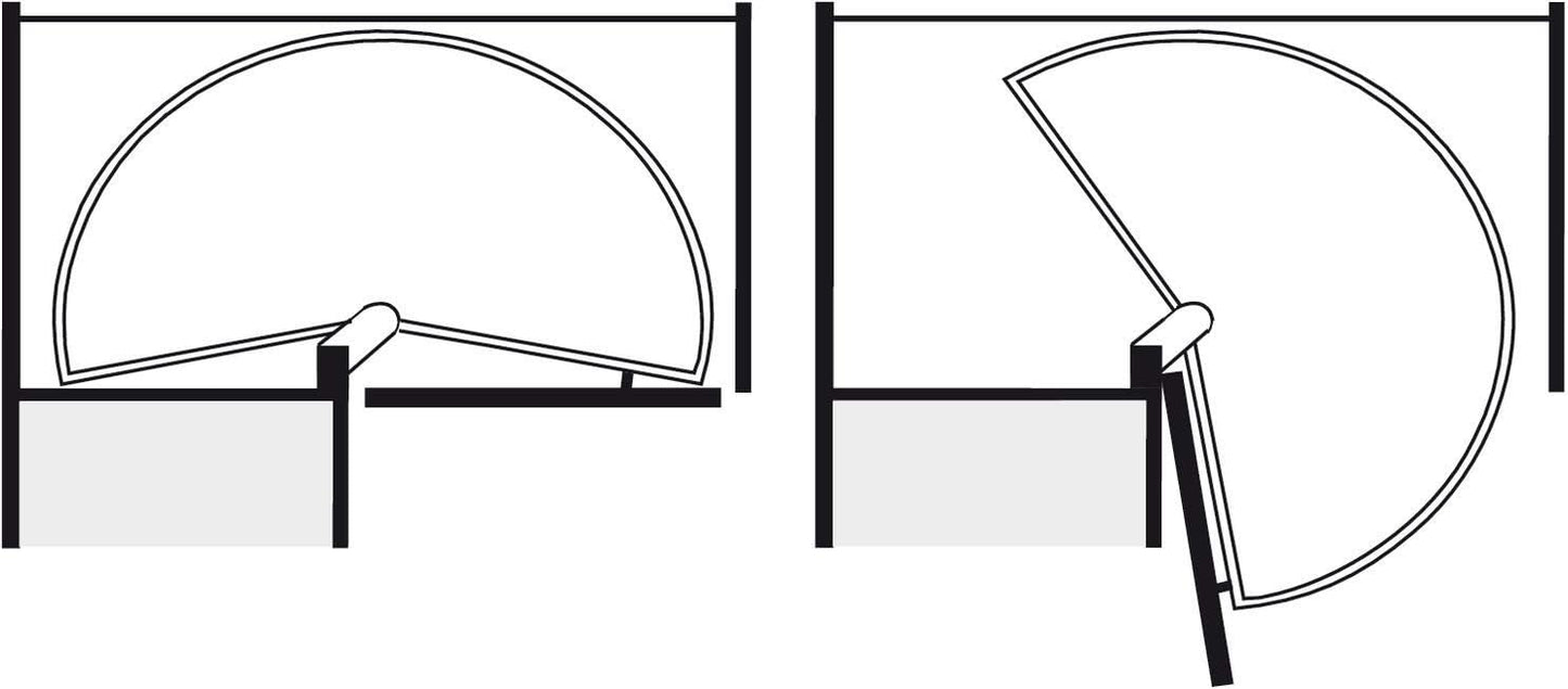 Halbkreis-Schwenkbeschlag für Eckschränke, 900x550 Mm