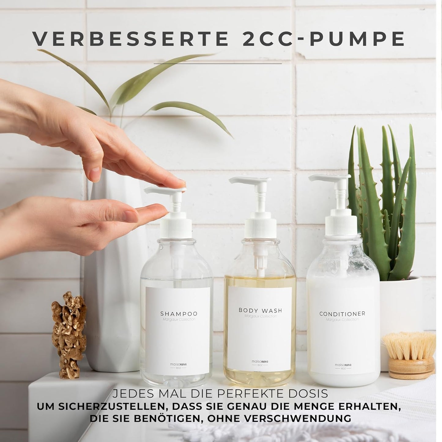 Nachfüllbare Shampoo- und Conditioner-Flaschen (3er Set), Klar Weiß X3