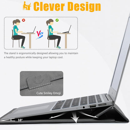 Laptop-Hülle mit Standfunktion, 13 Zoll Dunkelgrau