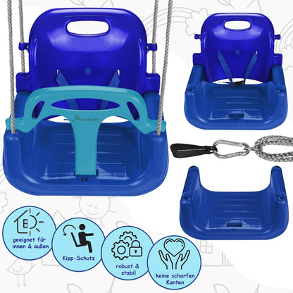 3-in-1 Kinderschaukel mit Anschnallgurt, Blau