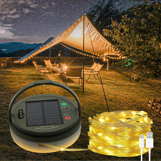 Solar Camping Lichterkette mit USB-Aufladung (10 m), 10M Solar And Usb 1800mah