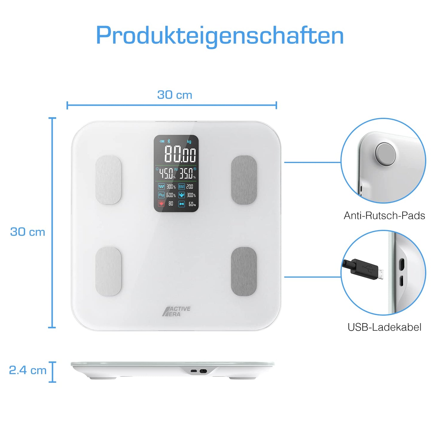 Körperanalyse Waage, Weiss, Premium