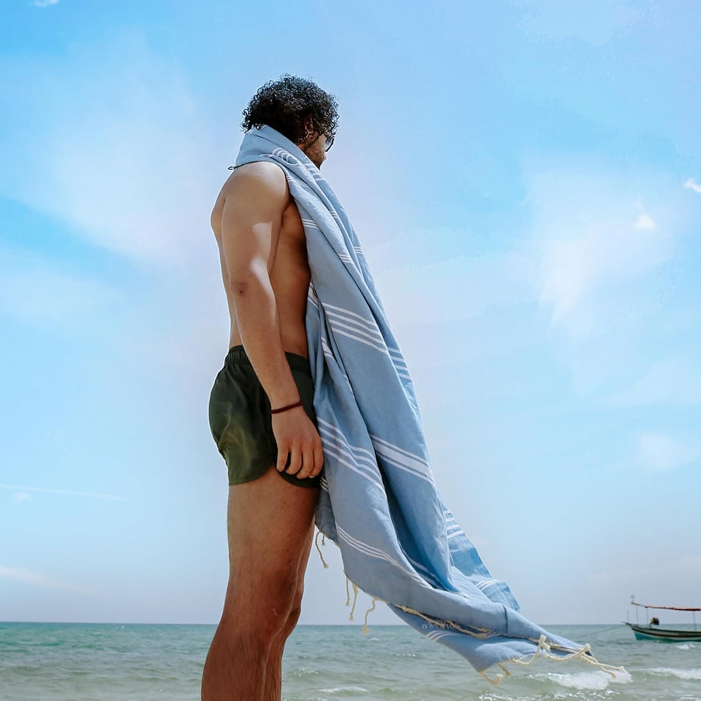 Fouta Bali Premium Strandtuch, Denim-blau 200/200cm