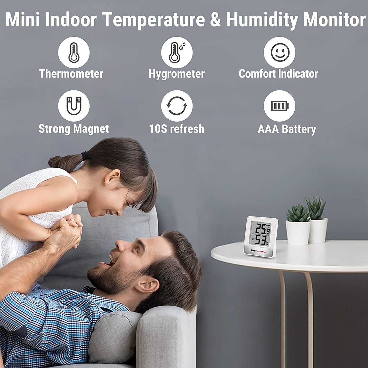 3er-Set Mini Thermo-Hygrometer TP49W-3, 3