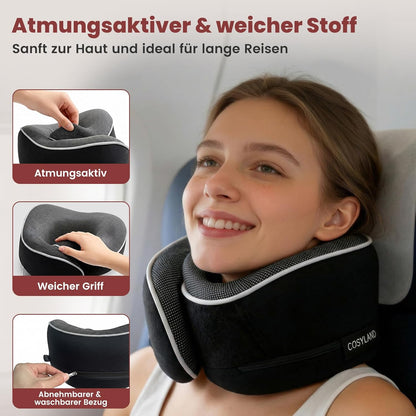 Reisekissen 360° Nackenhörnchen Memory Foam, Schwarz