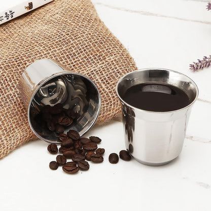 2er-Set Doppelwandige Espressotassen, 75 ml Chrom