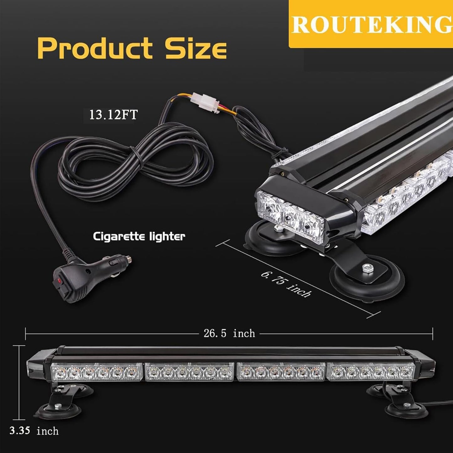 LED Rundumleuchte mit 7 Blitzmodi, Gelb 67cm