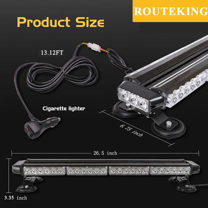 LED Rundumleuchte mit 7 Blitzmodi, Gelb 67cm