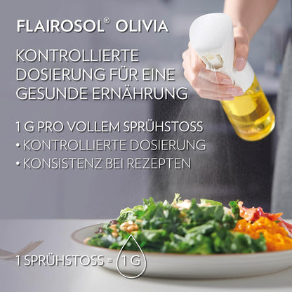 Ölsprüher Olivia mit Portionskontrolle, Weisses Logo