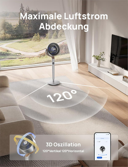 Smart Standventilator mit RGB Light, Silber