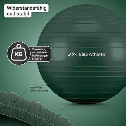 Ergonomischer Gymnastikball für Fitness und Schwangerschaft, Deep Forest 85cm