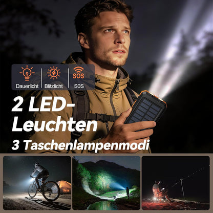 Solar Powerbank 26800 mAh mit USB-C, Dunkelorange