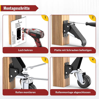 4-teiliges absenkbares Schwerlastrollen-Set