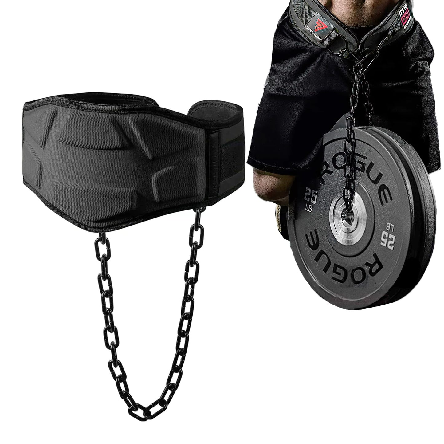 Dip Gürtel mit Kette für Pullups und Dips, Schwarz