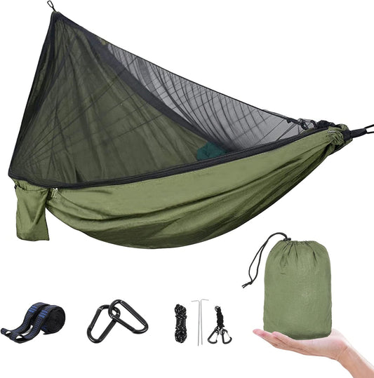 Outdoor-Hängematte mit Moskitonetz, Oliv