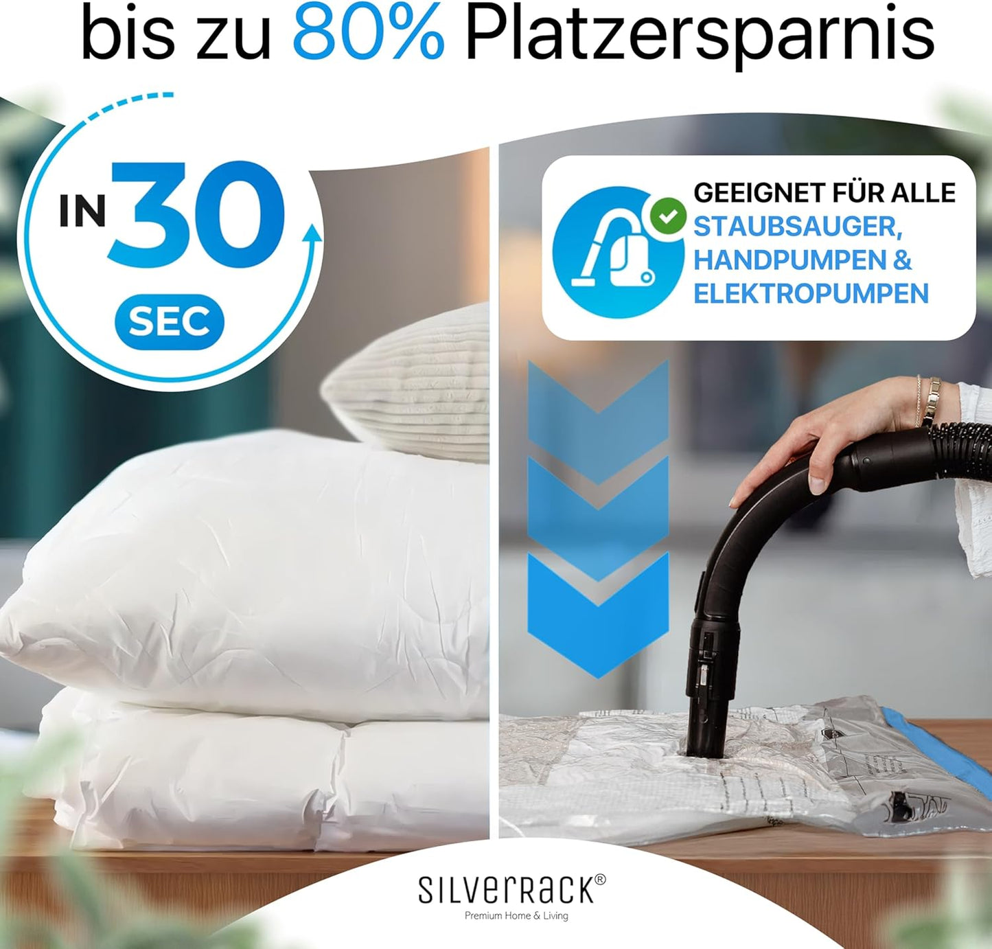 6-teiliges Vakuumbeutel-Set für Bettdecken, 6x Beutel - (6xXL (80x100 cm))