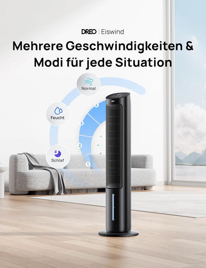 Turmventilator mit Wasserkühlung, Schwarz