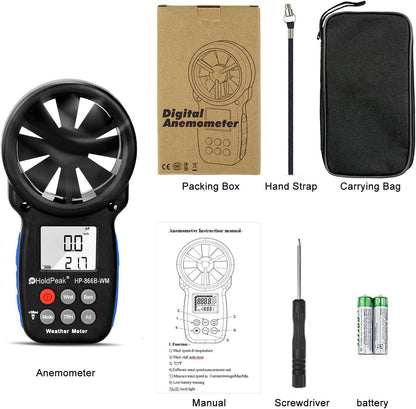Digitales Anemometer für Windgeschwindigkeit & Temperatur, 2-Anemometer Messung des atmosphärischen Drucks