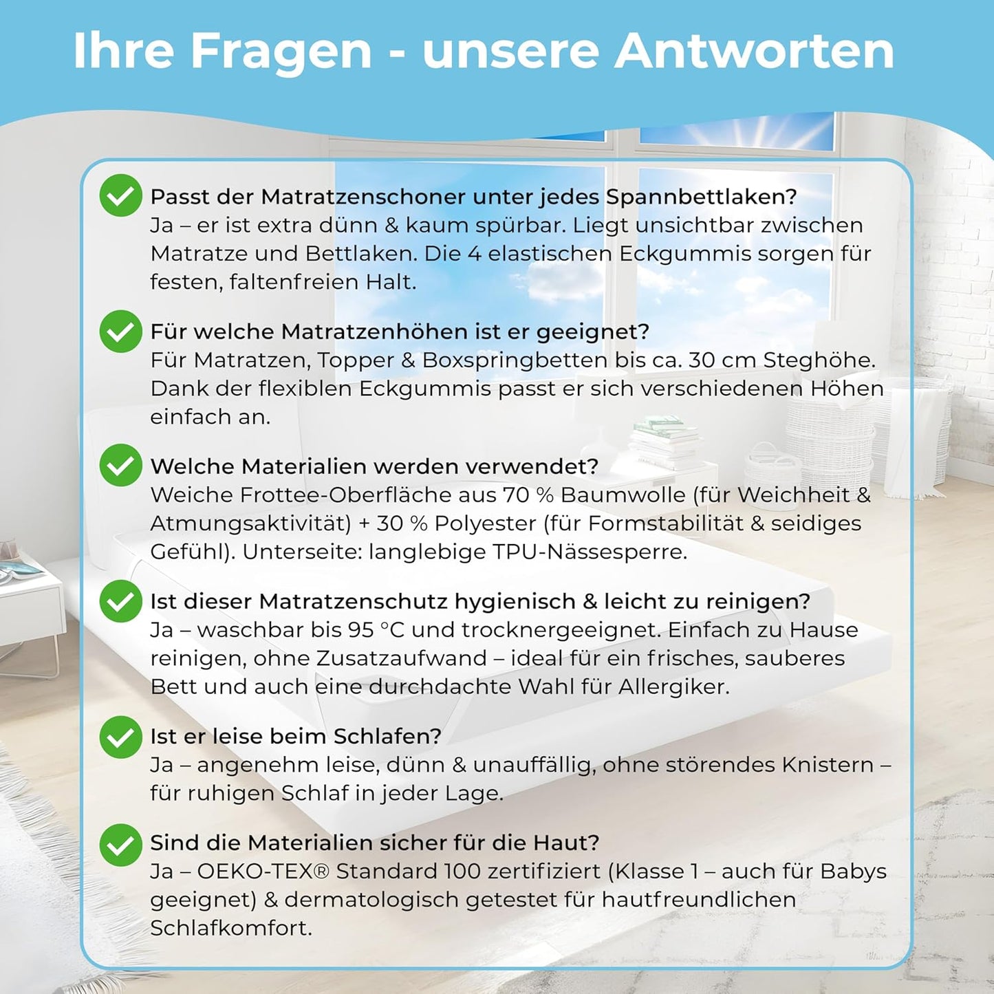 Matratzenschoner wasserdicht 120x200 cm, 120x200 cm 4x Eckgummifixierung