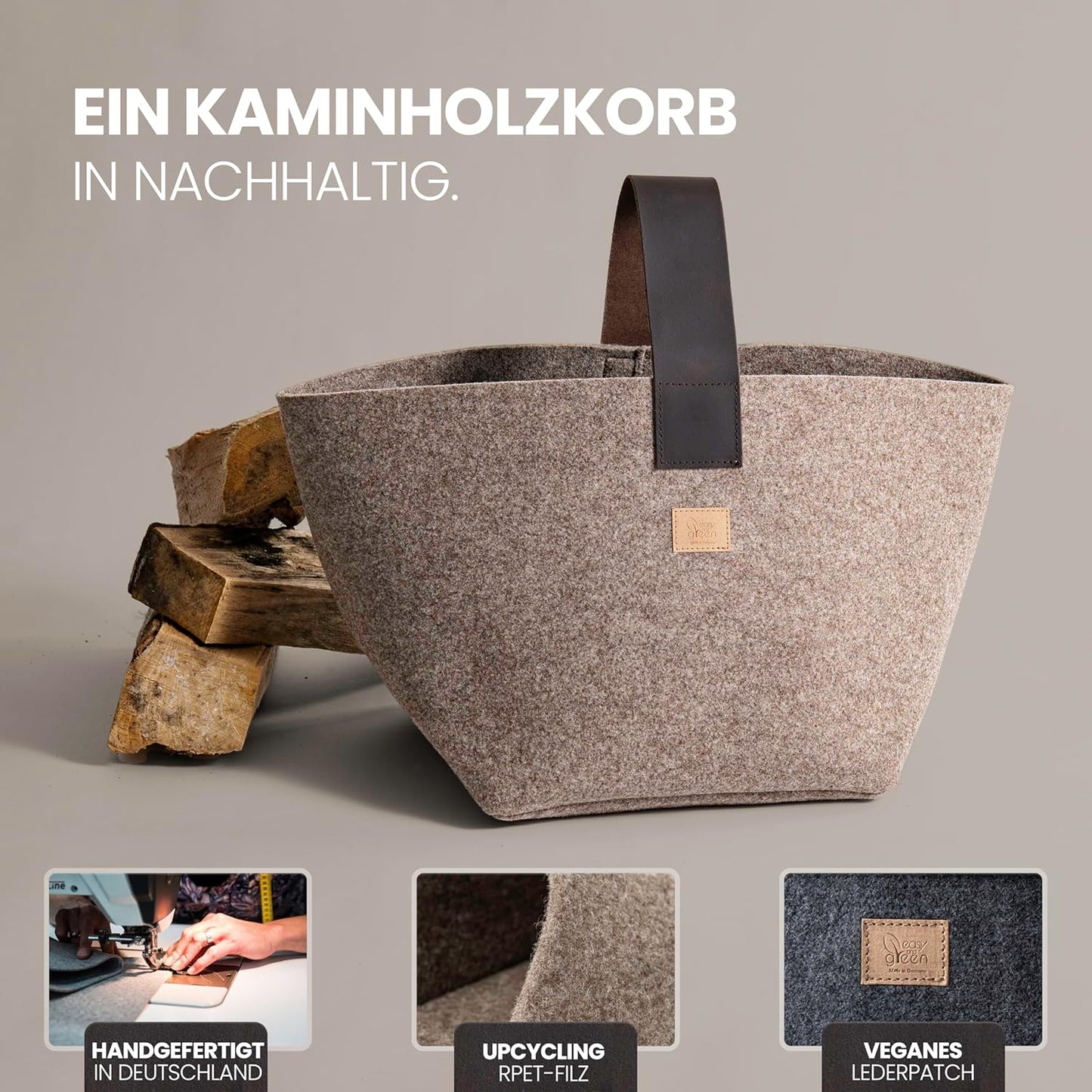 Kaminholzkorb, Beige