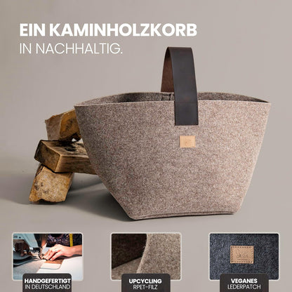 Kaminholzkorb, Beige