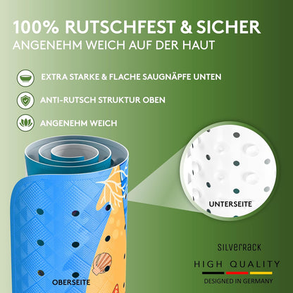 Antirutsch-Badewannenmatte für Kinder, Z 2 Kinder Wal Welle 100 x 40 cm (Rechteckig)