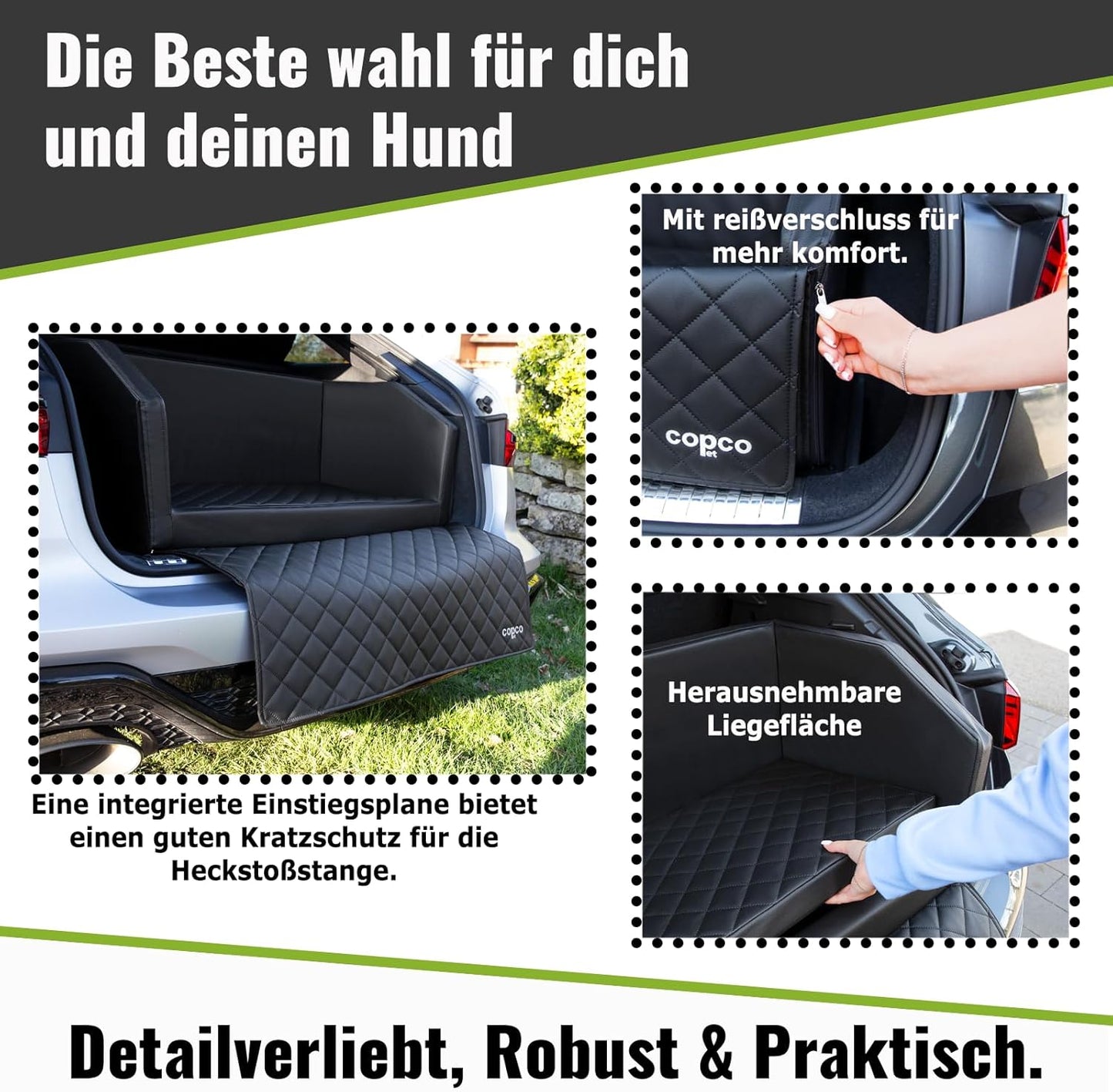 Reise-Hundebett für Kofferraum mit Schutzdecke, Mocca ca. 70 x 55 cm