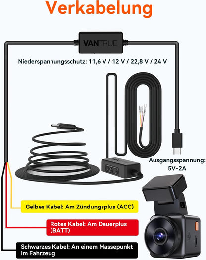 Hardwire Kit für Dashcams, 2 Gänge