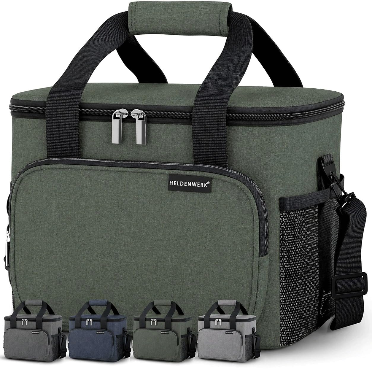Faltbare Kühltasche mit Flaschenöffner & verstärktem Boden, Olivgrün 20L