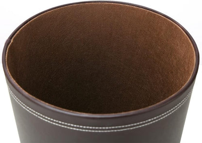 Klassischer Leder-Papierkorb, Braun